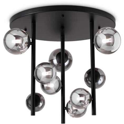 Plafoniera Contemporanea Perlage Metallo Nero 9 Luci G9 15W 3000K