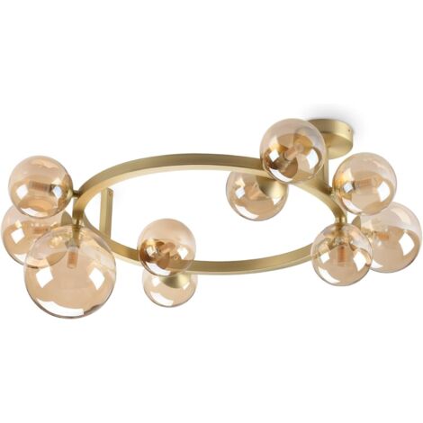 Plafoniera Contemporanea Perlage Metallo Ottone 10 Luci G9 15W 3000K Ip20