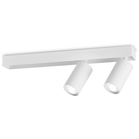 Plafoniera Contemporanea Profilo Metallo Bianco 2 Luci Gu10 28W 3000K Ip20