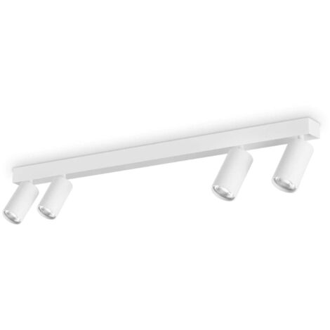 Plafoniera Contemporanea Profilo Metallo Bianco 4 Luci Gu10 28W 3000K Ip20