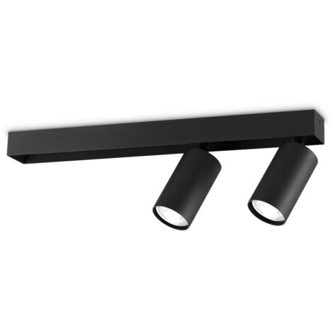 Plafoniera Contemporanea Profilo Metallo Nero 2 Luci Gu10 28W 3000K Ip20