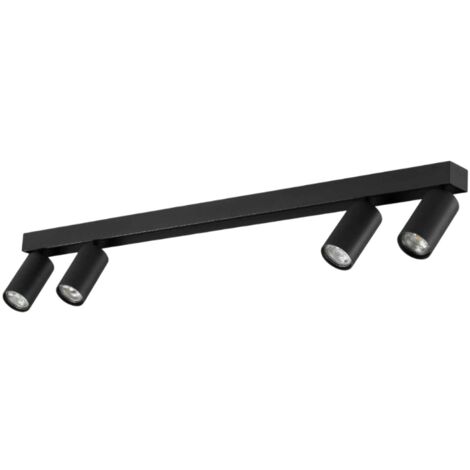 Plafoniera Contemporanea Profilo Metallo Nero 4 Luci Gu10 28W 3000K Ip20