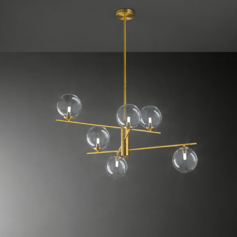 Plafoniera Contemporanea Pyrex Metallo Ottone 6 Luci G9 Ip20