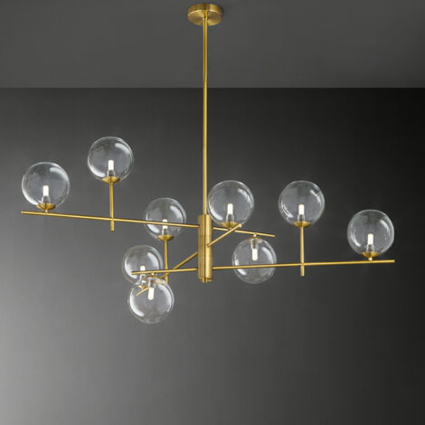 Plafoniera Contemporanea Pyrex Metallo Ottone 9 Luci G9 Ip20