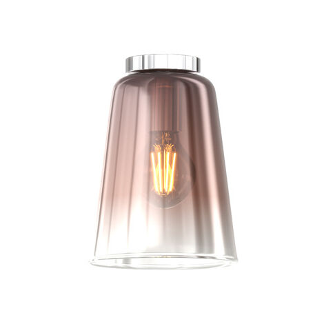 Plafoniera Contemporanea Shaded Metallo Cromo Vetro Rame 1 Luce E27