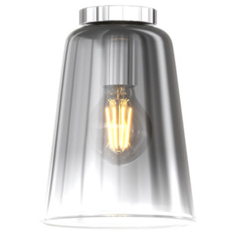 Plafoniera Contemporanea Shaded Metallo E Vetro Cromo 1 Luce E27