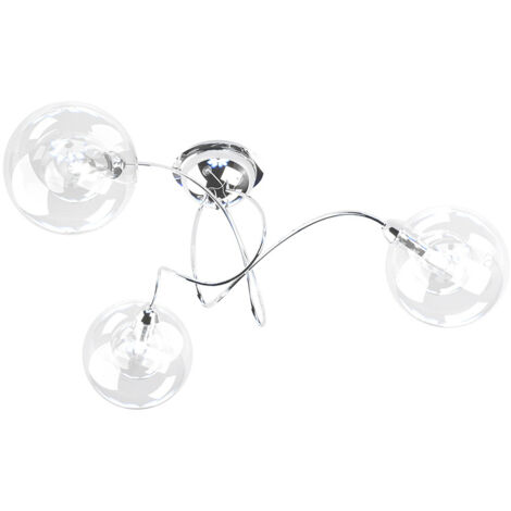 Plafoniera Contemporanea Willow Metallo Cromo Vetro Trasparente 3 Luci G9