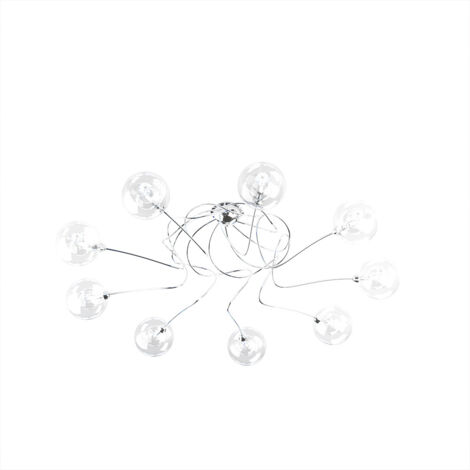 Plafoniera Contemporanea Willow Metallo Cromo Vetro Trasparente 9 Luci G9