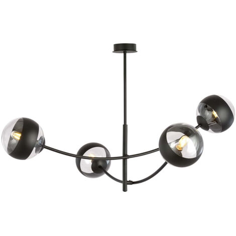 Plafoniera Contemporaneo Oceano Acciaio Nero 4 Luci E14 Ip20