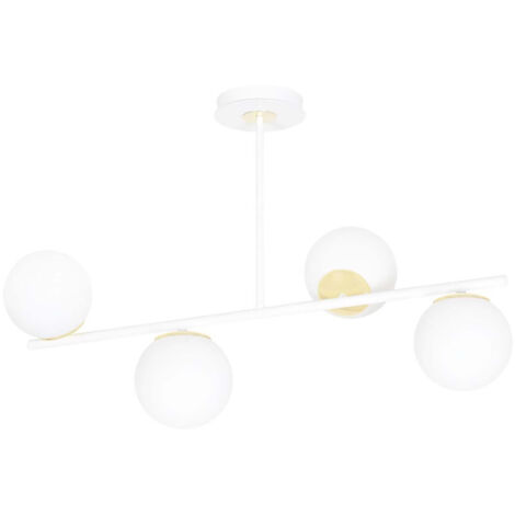 Plafoniera Contemporaneo Vishnu Acciaio Bianco 4 Luci E14 Ip20