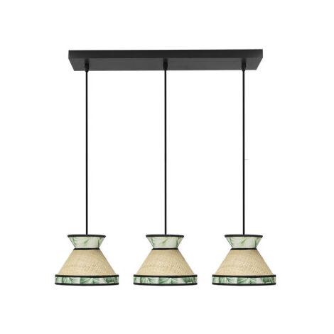 Plafoniera "Costantinopoli" 3xE27, altezza regolabile (lampadine non incluse), beige e verde