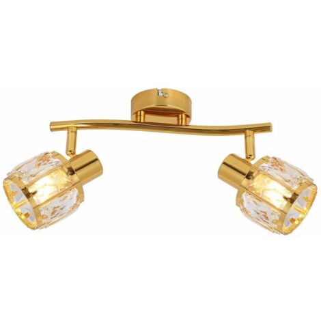 Plafoniera Crownie oro cristallo 2 luci E14 Reality