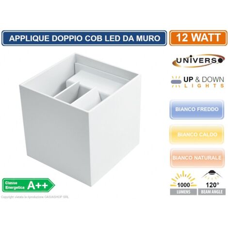 Plafoniera Cubo Applique 12W da Esterno Doppia Emissione Luce Led Bianco Luce Naturale ES46