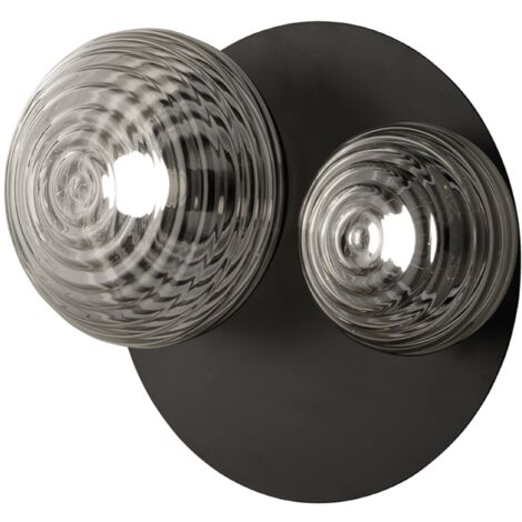 Plafoniera D52 cm TONDO con base in metallo Fume' e 2 diffusori in vetro