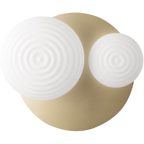 Plafoniera D52 cm TONDO con base in metallo Oro e 2 diffusori in vetro