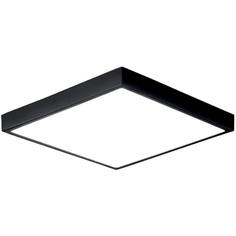 Plafoniera da bagno LED DOMO quadrata nera 24W luce naturale 24 cm.