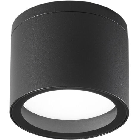 "Plafoniera da esterno TOWER rotonda in alluminio nero IP54 9 cm."