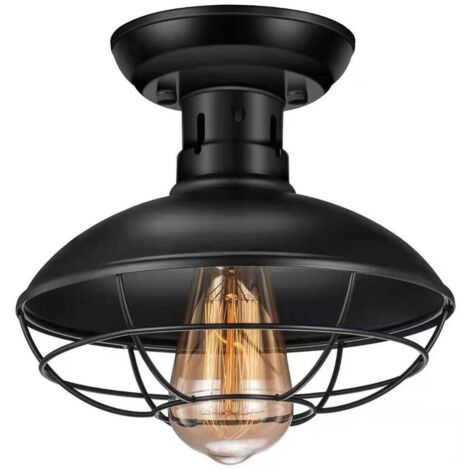Plafoniera da incasso retrò, plafoniera da corridoio, plafoniera da balcone, nera, senza fonte luminosa, 220V, E27