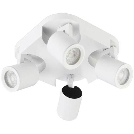 Plafoniera Da Soffitto Lampada Tonda 4 Porta Faretto Orientabile Gu10 Bianco