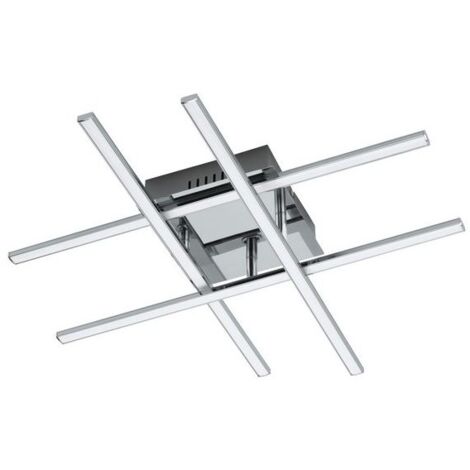 Plafoniera da soffitto o parete 50x50x9,5 cm in metallo cromato e led - Eglo Lasana
