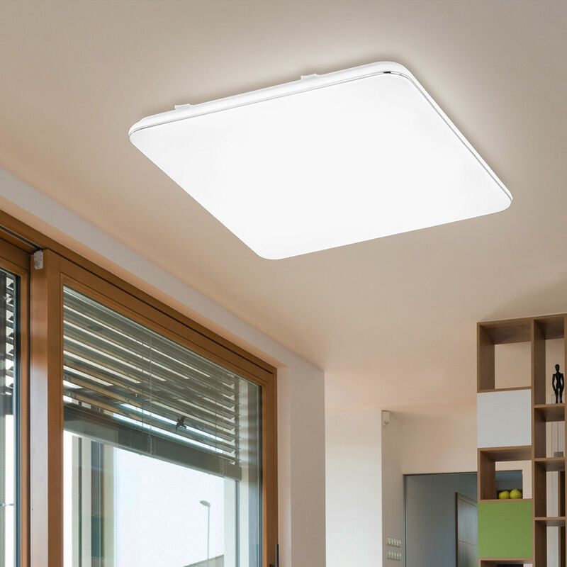 Image of Fischer Leuchten - Plafoniera da ufficio lampada da soffitto bianca led 3 livelli dimmer lampada quadrata da soggiorno, metallo, 1x led 49 w 5100 lm