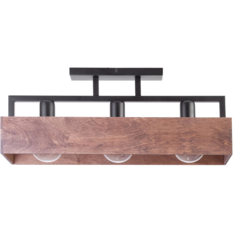 Plafoniera Dakota loft legno scuro 3 luci E27 Sigma