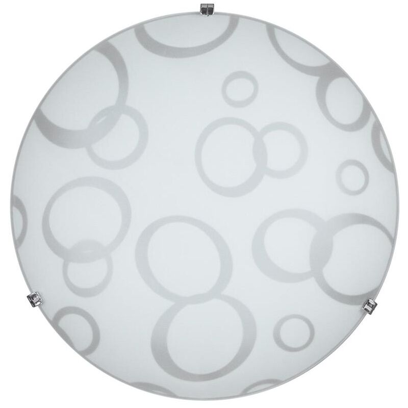 Image of Energy - plafoniera daria 1XE27 ganci cromo vetro lastra bianco decorato cerchi daria Ø30-P.10 cm okx