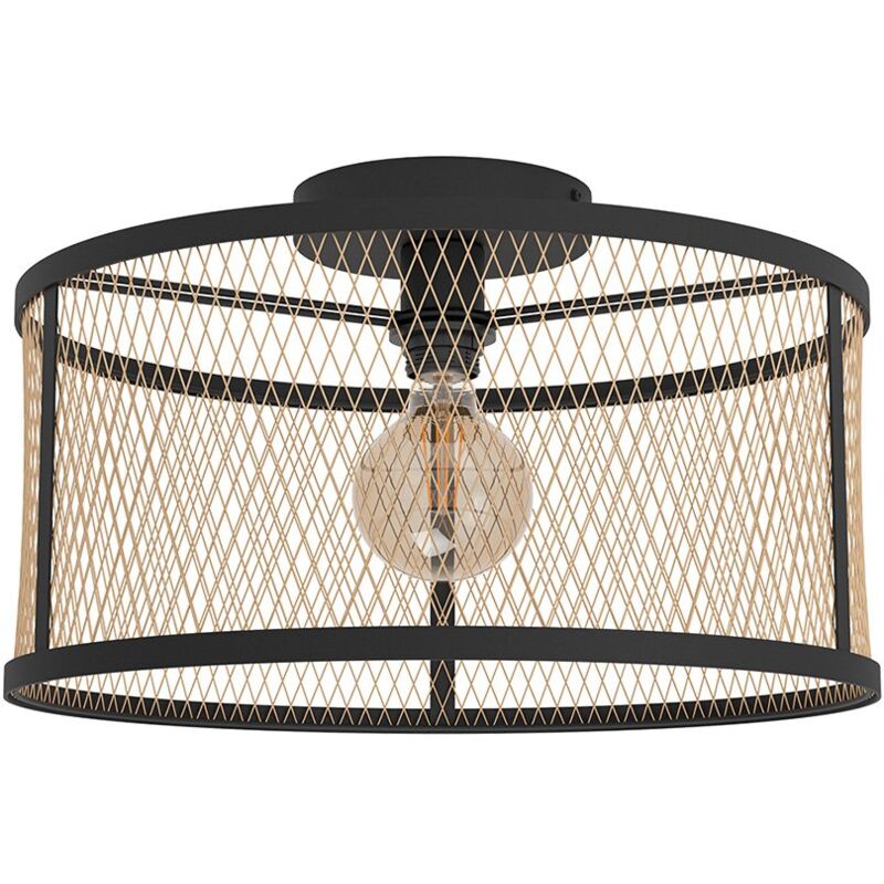 Plafoniera Industrial Dellow 1 Luce Acciaio Nero