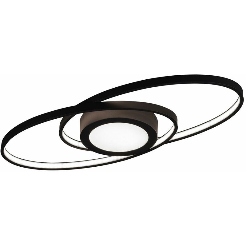 Image of Plafoniera LED design antracite interruttore dimmer soggiorno anello lampada design Reality R62991142