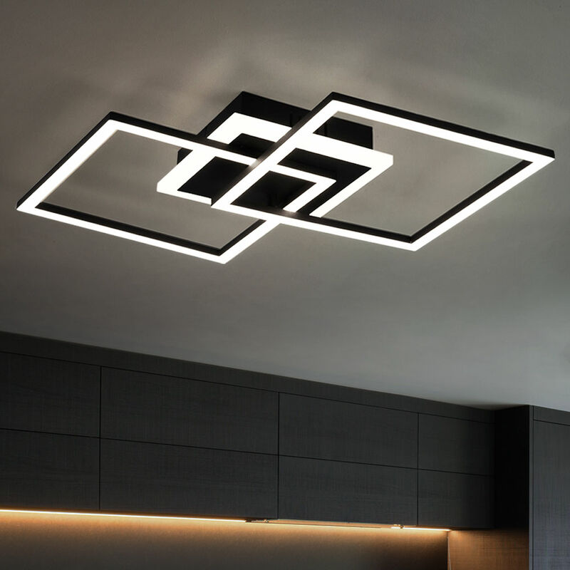 Image of Etc-shop - Plafoniera design lampada plafoniera camera da letto lampada soggiorno, interruttore dimmer 3 fiamme, metallo nero opaco moderno, 1x led