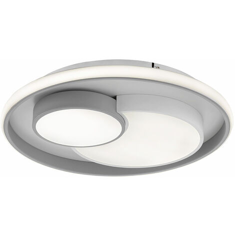 Plafoniera dimmerabile tramite interruttore soggiorno LED bianco grigio plafoniera, metallo plastica, 1x LED 34W 2250lm, PxH 50x8,5 cm, WOFI 11609