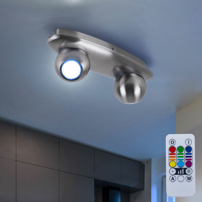 Image of Lampada da soffitto dimmerabile con telecomando, faretti a sfera per soggiorno dimmerabili in un set con lampadine LED RGB