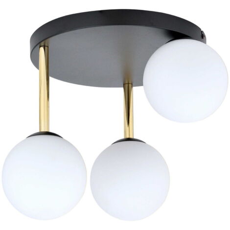Plafoniera Emibig DOLCE 3 luci E14 vetro bianco oro