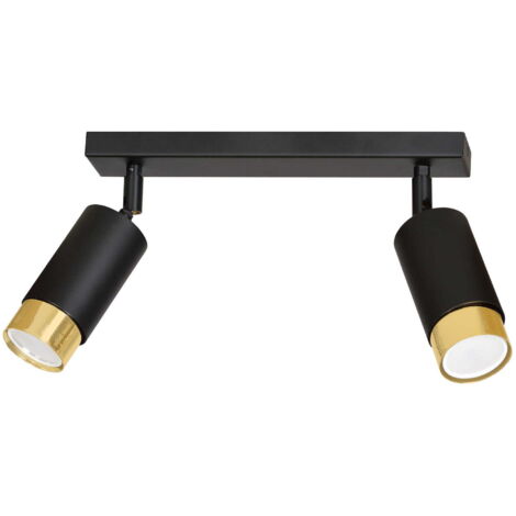 Plafoniera Emibig HIRO 2 faretti GU10 nero oro 30cm