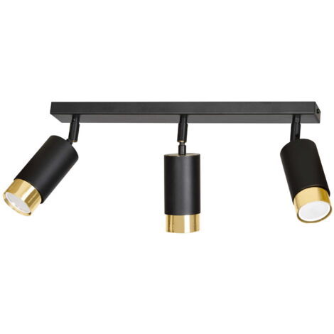 Plafoniera Emibig HIRO 3xGU10 nero oro orientabile