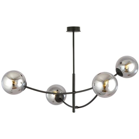 Plafoniera Emibig Hunter 4 luci E14 nera cromo vetro
