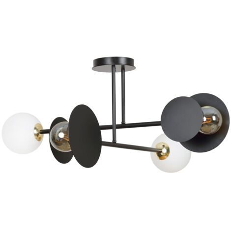 Plafoniera Emibig Minerva nera 4 luci E14/E27 dimmerabile
