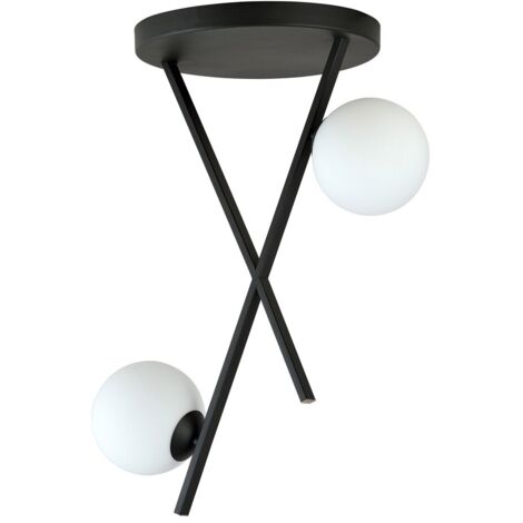 Plafoniera Emibig River 2 luci opale nero E14 30cm