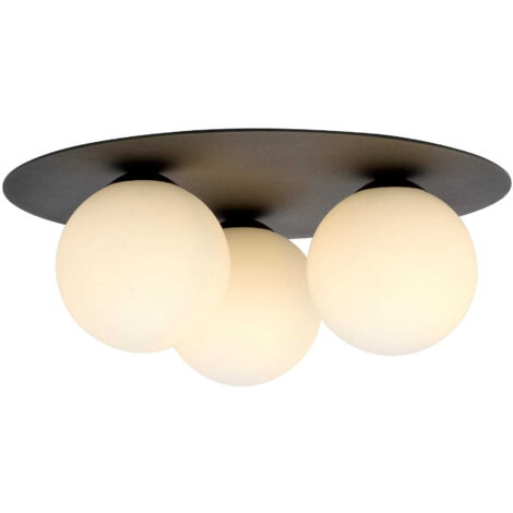 Plafoniera Emibig Solar 3 luci E14 dimmerabile nero/opalino
