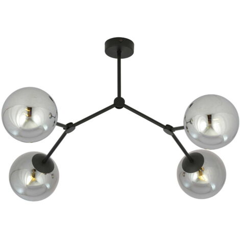 Plafoniera Emibig Space 4 luci E14 nero/cromo dimmerabile