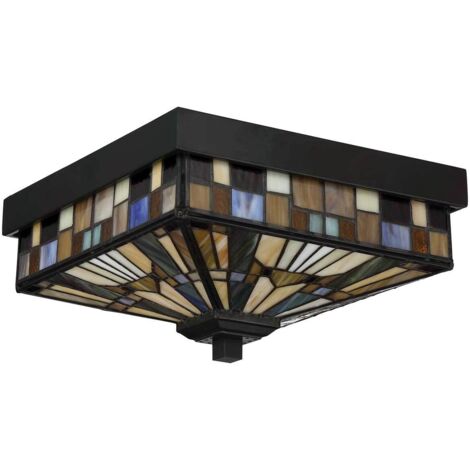 Plafoniera esterna Tiffany bronzo scuro E27 Quoizel