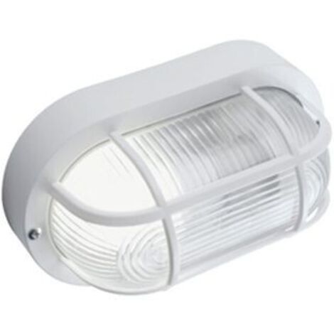 Plafoniera Esterno Con Gabbia Echo Ovale Termoplastica E Vetro Bianco 1 Luce E27