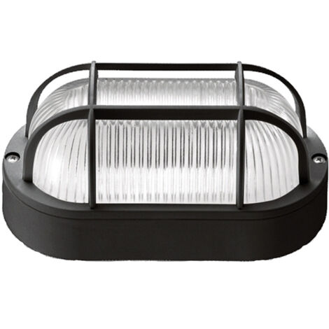 Plafoniera Esterno Contemporanea Quinn Pc Nero Griglia 1 Luce E27 Ip44