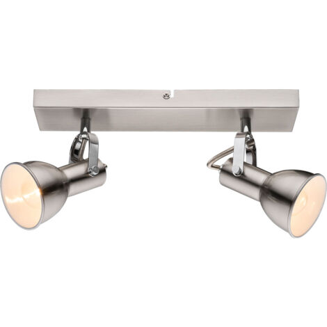 Plafoniera Faretti Apparecchio Mobile In Metallo Nichel Bianco Opaco Soggiorno Camera Da Letto