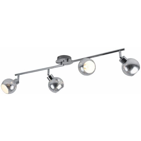 Plafoniera faretto da soffitto spot bar plafoniera cromo argento, 4 faretti mobili, LxPxH 83x11x19,7cm  Wofi 9371.04.70.7000