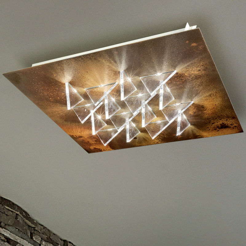 Image of Plafoniera moderna fratelli braga cristalli 2052 pl50 led metallo metacrilato lampada soffitto, finitura metallo ossidato - Ossidato