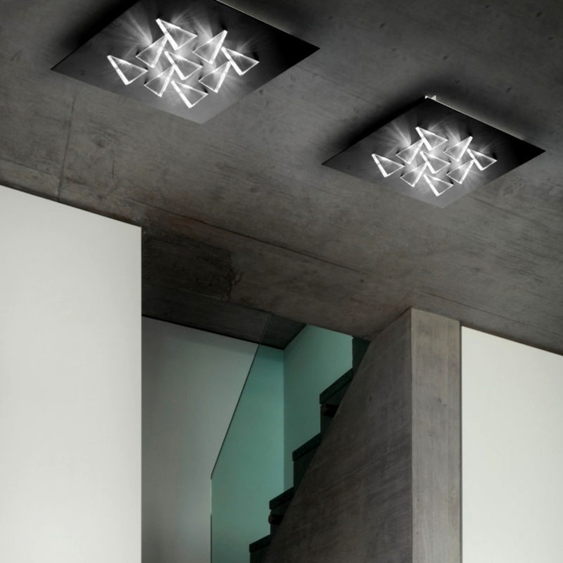 Image of Plafoniera moderna fratelli braga cristalli 2052 pl50 led metallo metacrilato lampada soffitto, finitura metallo nero - Nero