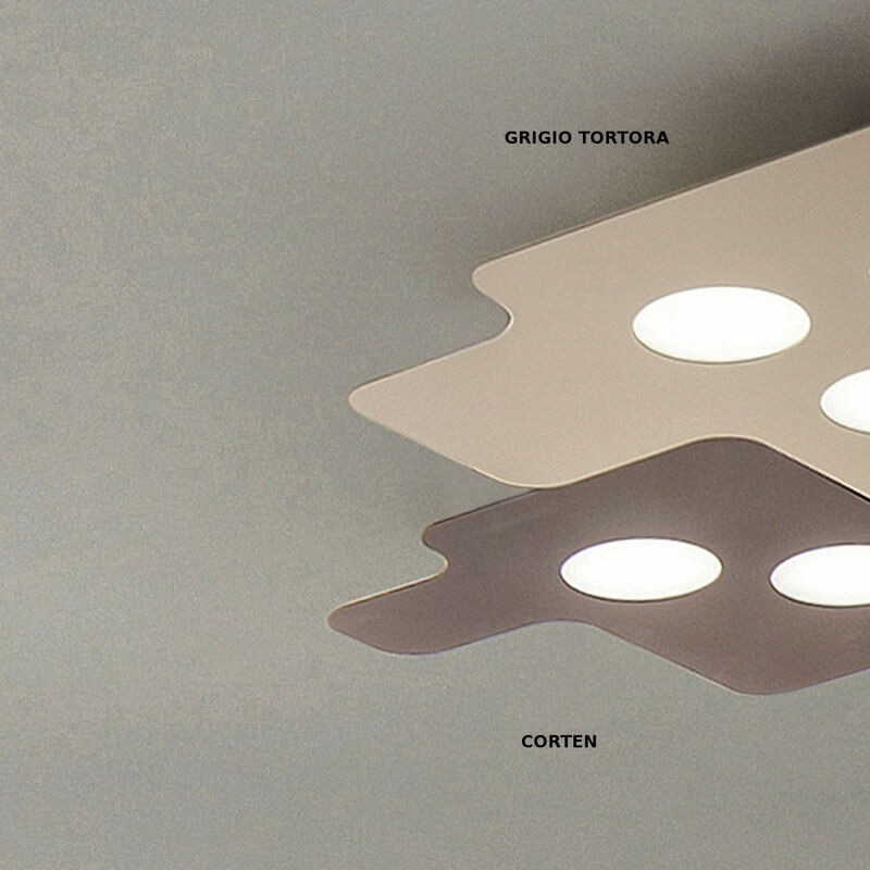 Image of Fratelli Braga - Plafoniera moderna puzzle 2111 pl50 led metallo lampada soffitto parete, finitura metallo grigio tortora - Grigio tortora