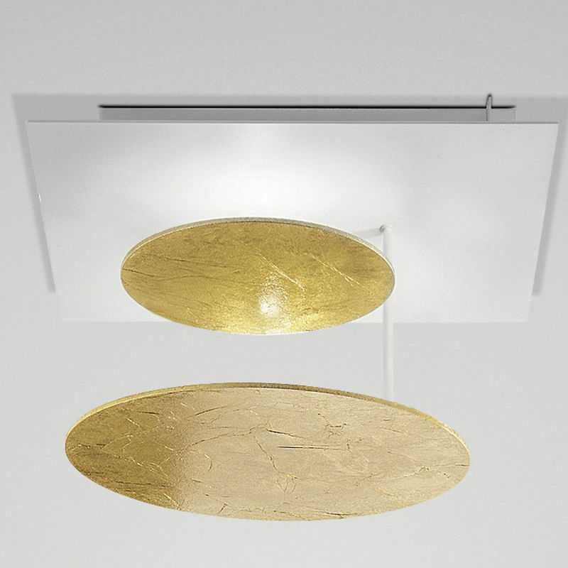 Image of Fratelli Braga - Plafoniera moderna rotary 2116 pl35 led orientabile metallo lampada soffitto, finitura metallo foglia argento - Foglia argento
