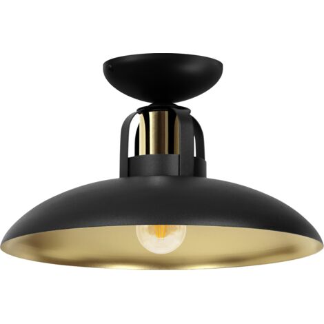 Plafoniera Felix industriale nera interno oro E27 Milagro